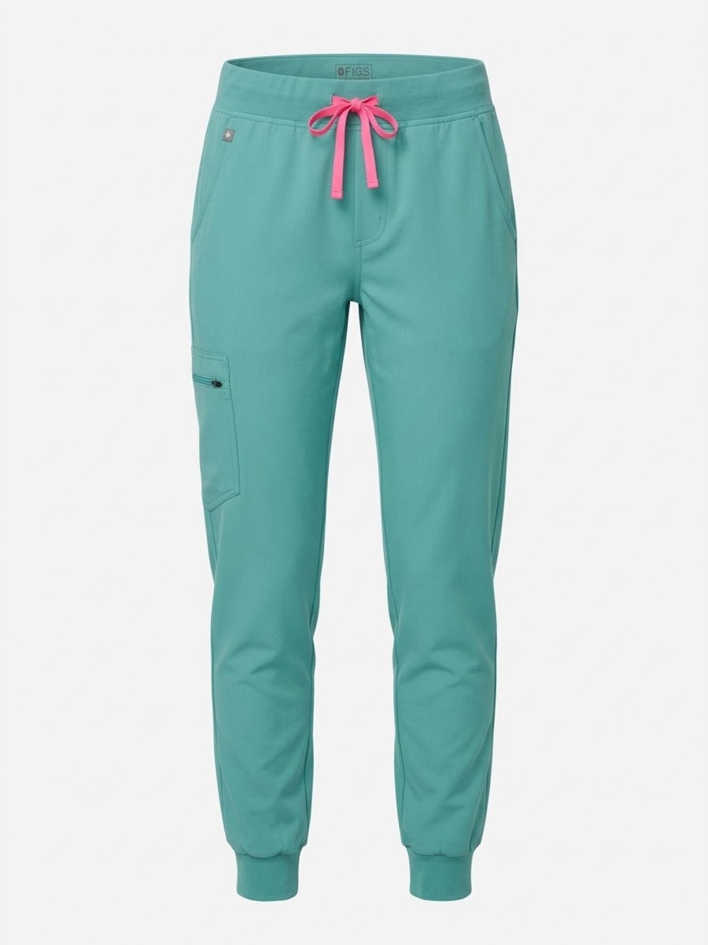 FIGS Zamora Cargo Jogger Scrub Pants Sea Glass Teal Pink Drawstring Medium